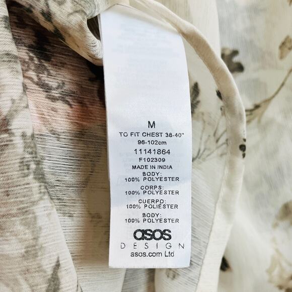 ASOS DESIGN Unisex Sheer Floral Vintage Blouse MEDIUM Neck Bow Shirt - Picture 9 of 10